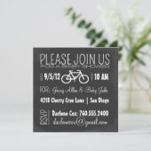 黒板および自転車の男の子のベビーシャワーの招待 招待状 (スタンド正面)