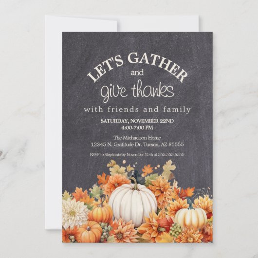 黒板かぼちゃ感謝祭ポトラックパーティー 招待状 (正面)