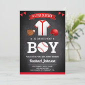 黒板かわいいスポーツ少年野球ベビーシャワー 招待状 (スタンド正面)