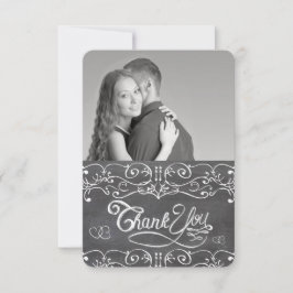 黒板かわいいハートタイポグラフィありがとう サンキューカード