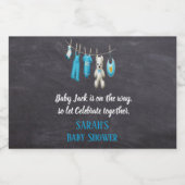 黒板かわいいブルーボーイベビーシャワー スパークリングワインラベル (シングルラベル)