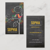 黒板かわいいラブバードフローラビジネスデザイン 名刺 (正面/裏面)