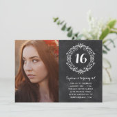 黒板かわいらし|フォトSweet sixteen誕生日 招待状 (スタンド正面)