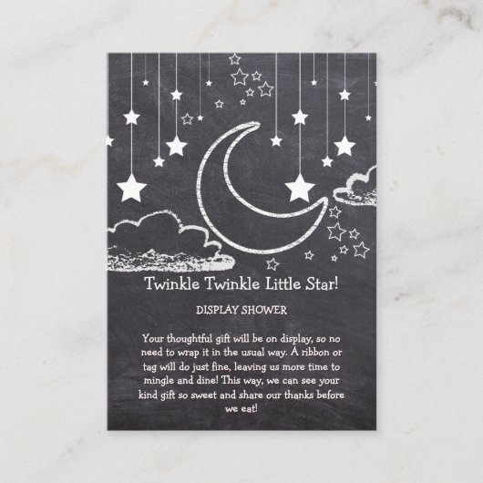 黒板きらめく小さな星の赤ちゃんシャワー エンクロージャーカード (正面)