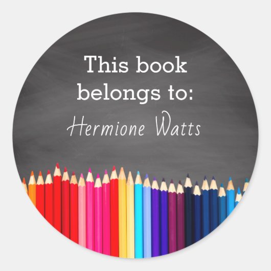 黒板この本は鉛筆蔵書票 ラウンドシール (正面)