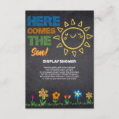 黒板こ来この息子の赤ちゃんシャワー エンクロージャーカード (正面)