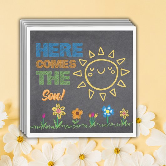 黒板こ来この息子の赤ちゃんシャワー スタンダードランチョンナプキン