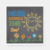 黒板こ来この息子の赤ちゃんシャワー スタンダードランチョンナプキン (正面)