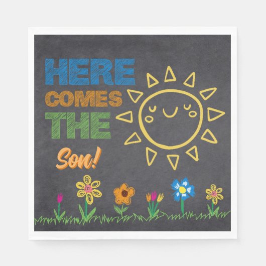 黒板こ来この息子の赤ちゃんシャワー スタンダードランチョンナプキン (正面)