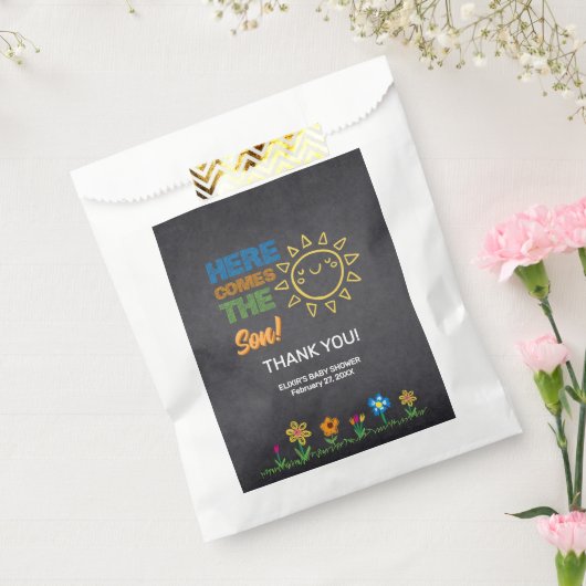 黒板こ来この息子の赤ちゃんシャワー フェイバーバッグ (封をした状態)