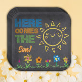 黒板こ来この息子の赤ちゃんシャワー ペーパープレート