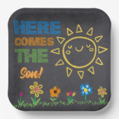 黒板こ来この息子の赤ちゃんシャワー ペーパープレート (正面)