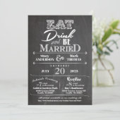 黒板で Eat Drink and Be Married ウェディング 招待状 (スタンド正面)