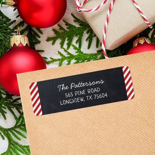 黒板とストライプモノグラム差出人住所 ラベル