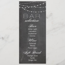 黒板とストリングライトの結婚バーメニュー メニュー