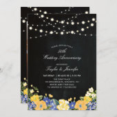 黒板とストリングライト 50周年結婚記念日 招待状 (正面/裏面)