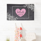 黒板とピンクのハート結婚のバナー 横断幕 (インサイチュ)