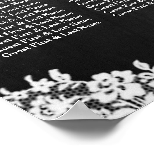 黒板とホワイトレース結婚のシーティングチャート ポスター (角)