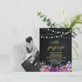 黒板とライトの写真 50周年結婚記念日 招待状 (スタンド正面)