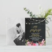 黒板とライトの写真 50周年結婚記念日 招待状 (スタンド正面)