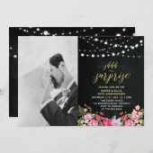 黒板とライトの写真 50周年結婚記念日 招待状 (正面/裏面)