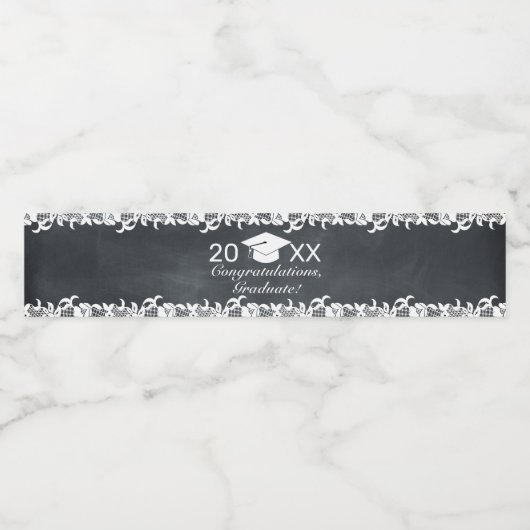 黒板とレースの卒業式ウォーターボトルラベル ペットボトルラベル (シングルラベル)