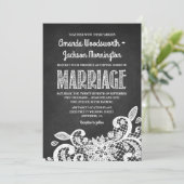 黒板とレースの素朴結婚式招待状 招待状 (スタンド正面)