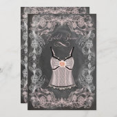 黒板とレースヴィンテージブライダルシャワー 招待状 (正面/裏面)