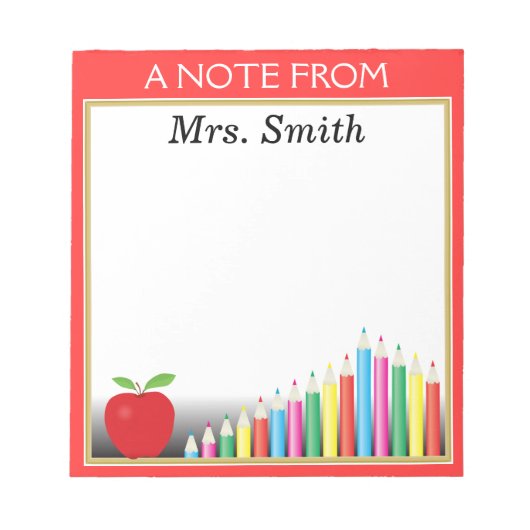 黒板と色付き鉛筆先生 ノートパッド (正面)