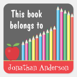 黒板と色鉛筆、この本は次のものだ スクエアシール