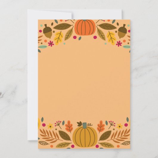 黒板と葉が感謝の夕食を与える 招待状 (裏面)