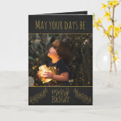 黒板と金ゴールドと写真クリスマス カード (黄色い花)