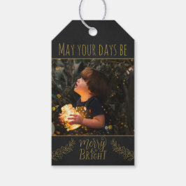 黒板と金ゴールドと写真クリスマス ギフトタグ