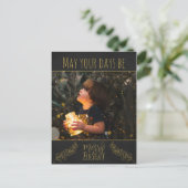 黒板と金ゴールドと写真クリスマス シーズンポストカード (スタンド正面)