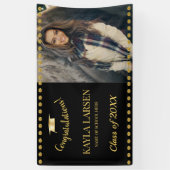 黒板と金ゴールド写真の卒業バナー 横断幕 (縦)