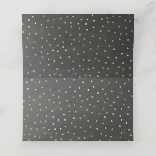 黒板と金ゴールド結婚の折り畳み座席表 プレイスカード (内部開封)