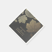 黒板と金ゴールド葉秋の結婚式 スタンダードカクテルナプキン (角)