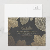 黒板と金ゴールド葉秋保存日 案内ポストカード (正面/裏面)