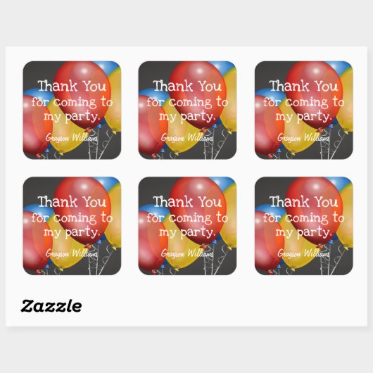 黒板と風船の誕生日パーティーありがとう スクエアシール (シート)