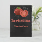 黒板にチョークで描かれたトマトの絵 招待状 (スタンド正面)