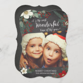 黒板に不思議なクリスマスの花の写真カード シーズンカード (正面/裏面)