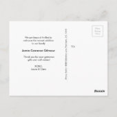 黒板に刻まれた「ありがとう」の文字の写真コラージュが生まれ変わりました ポストカード (裏面)