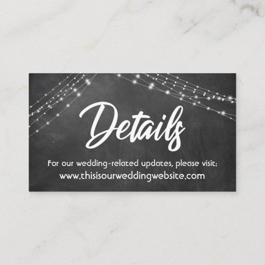 黒板に日付の結婚詳細灯を保存 名刺 (裏面)