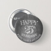 黒板に書いたハッピー25周年記念 缶バッジ (正面&裏面)