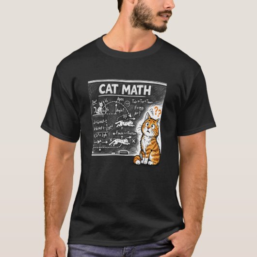 黒板に物理方程式 猫 数学 ネコ かわいい トラ Tシャツ (正面)