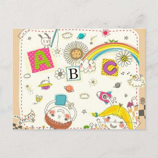 黒板に遊よる少年少女 ポストカード (正面)