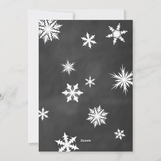黒板に雪の結晶 ホリデー フォト カード (裏面)