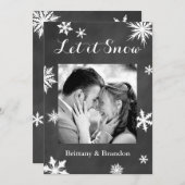 黒板に雪 ホリデー フォト カード (正面/裏面)