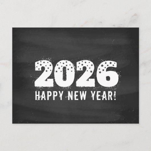 黒板に2026と書かれたポストカード。新しい年 シーズンポストカード (正面)