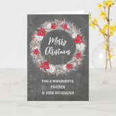 黒板のいとこと夫メリークリスマス カード (黄色い花)